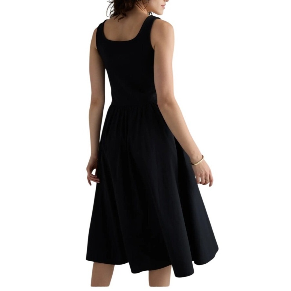 NWT Quince Cotton Mixed Media Tank Dress Black‎ Size S Sleeveless Midi Classic - Picture 7 of 16